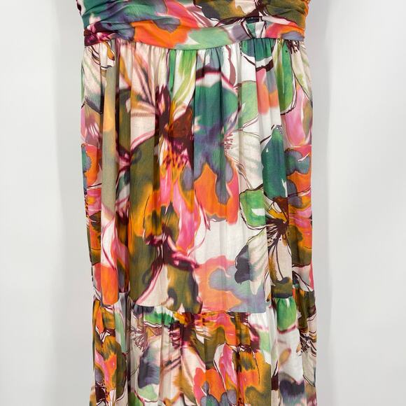 Hutch | NWT Bethy Blush Messy Rainbow Watercolor Floral Maxi Dress XS - Picture 8 of 11